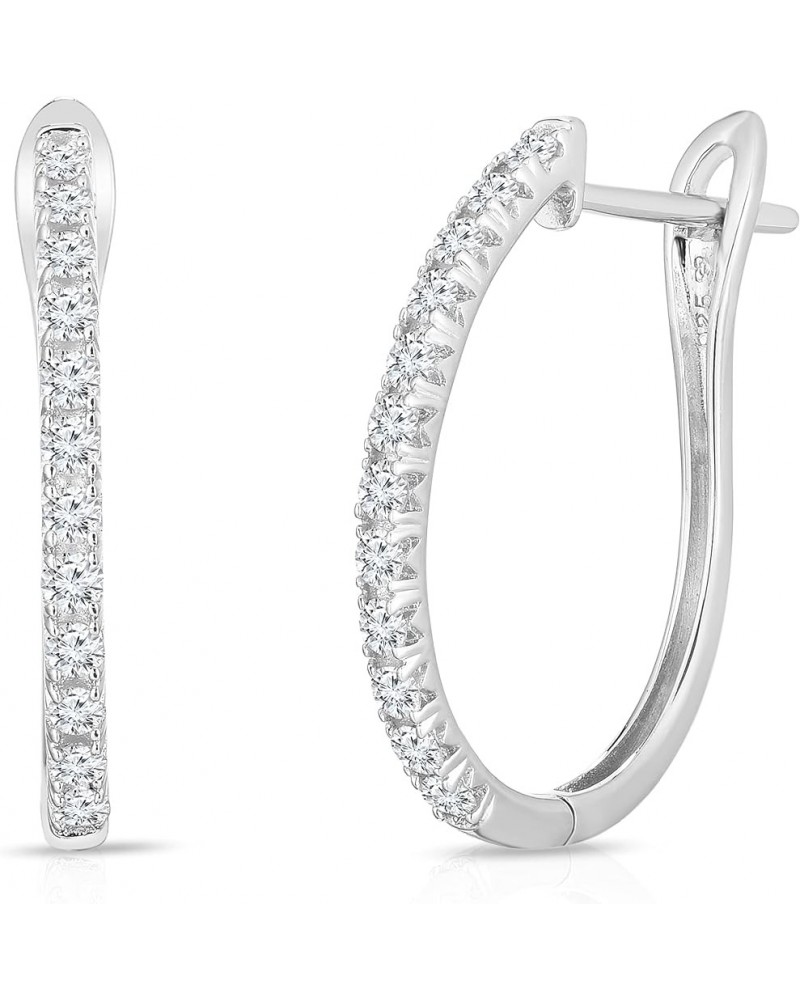 Thin Oval Crown Set 1/2-1 Cttw Diamond Hoop Earrings for Women in Rhodium Plated 925 Sterling Silver .50 $58.96 Earrings