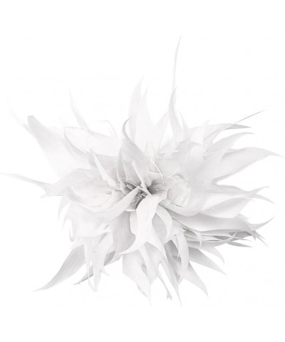 Women Feather Brooch Fashion Brooch Pins Corsage Hair Clip Headwear Hairpin Hairband for Derby Hat Cocktail Party White $7.41...