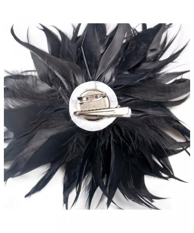 Women Feather Brooch Fashion Brooch Pins Corsage Hair Clip Headwear Hairpin Hairband for Derby Hat Cocktail Party White $7.41...